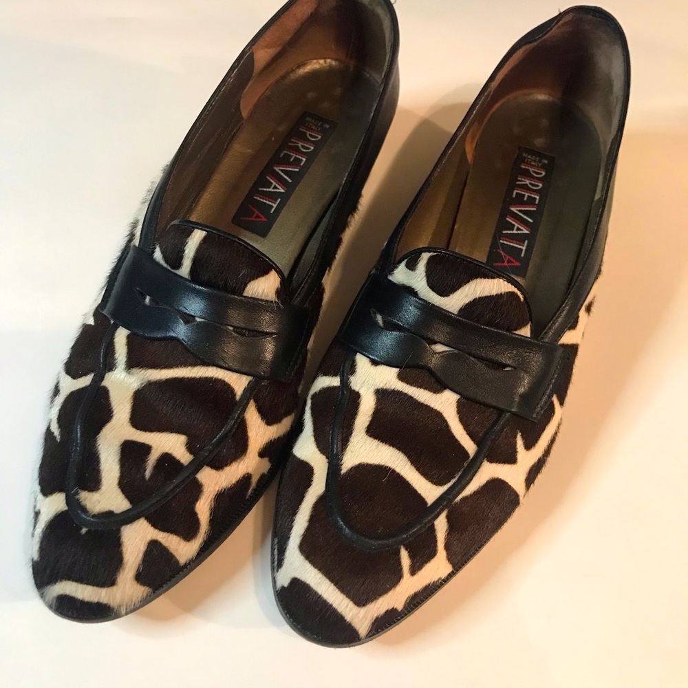 Prevata Fur Cowhide Loafers Made In Italy Sz 7B